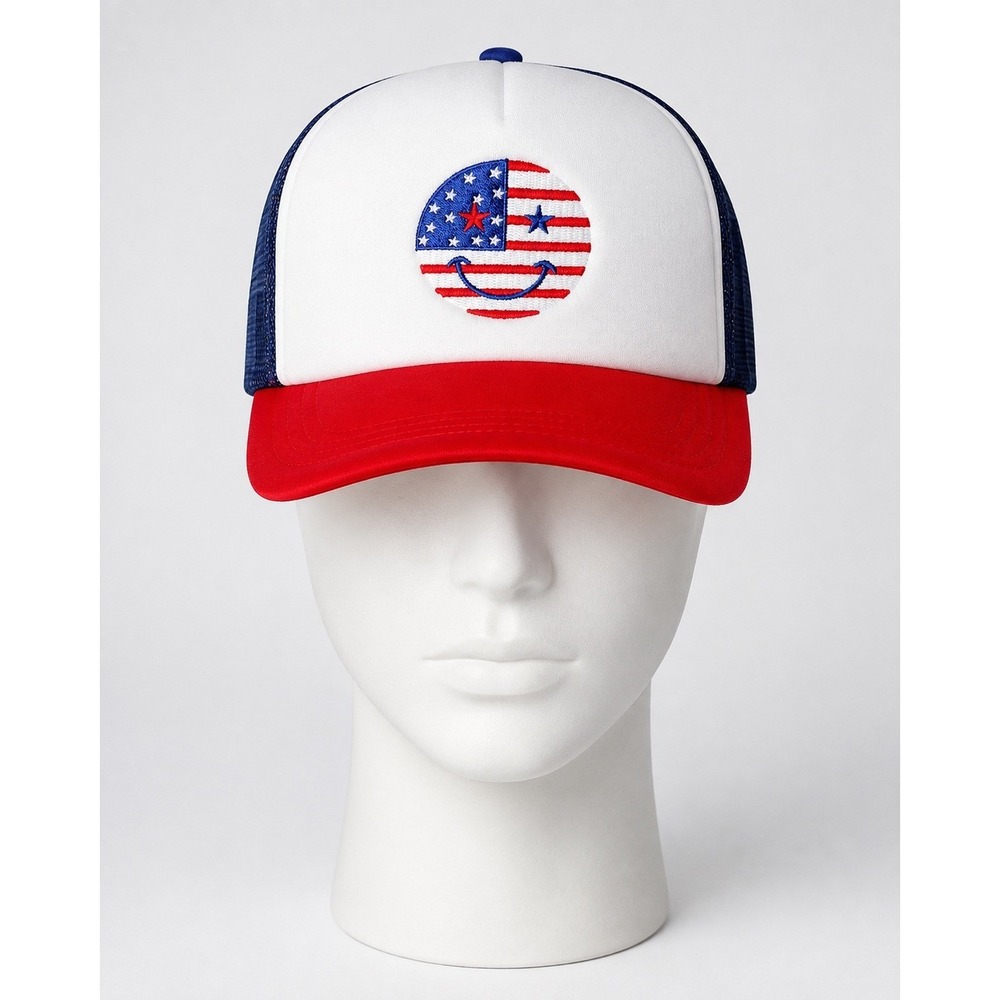 New USA Flag Patriotic‎ Smiley Trucker Hat  Mesh Snapback Baseball Cap New